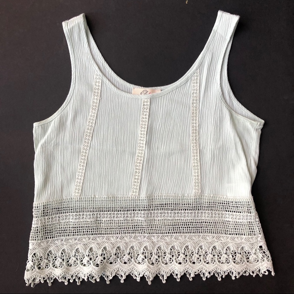 Elodie Teal Crop Tank 2/$11!!! Boho Lacy Size XS